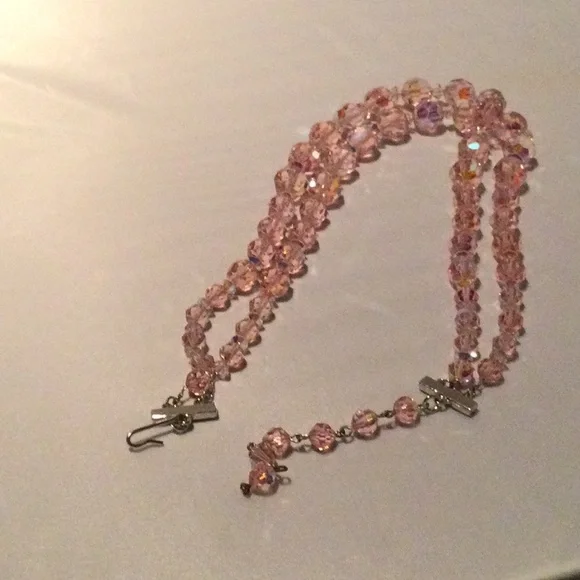Vintage pink crystal necklace - Picture 4 of 4